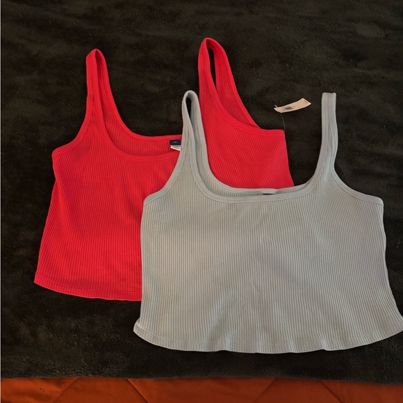 Old Navy Women's Ribbed Cropped Tank Top Set - Hot Pink and Light Blue - Picture 2 of 4